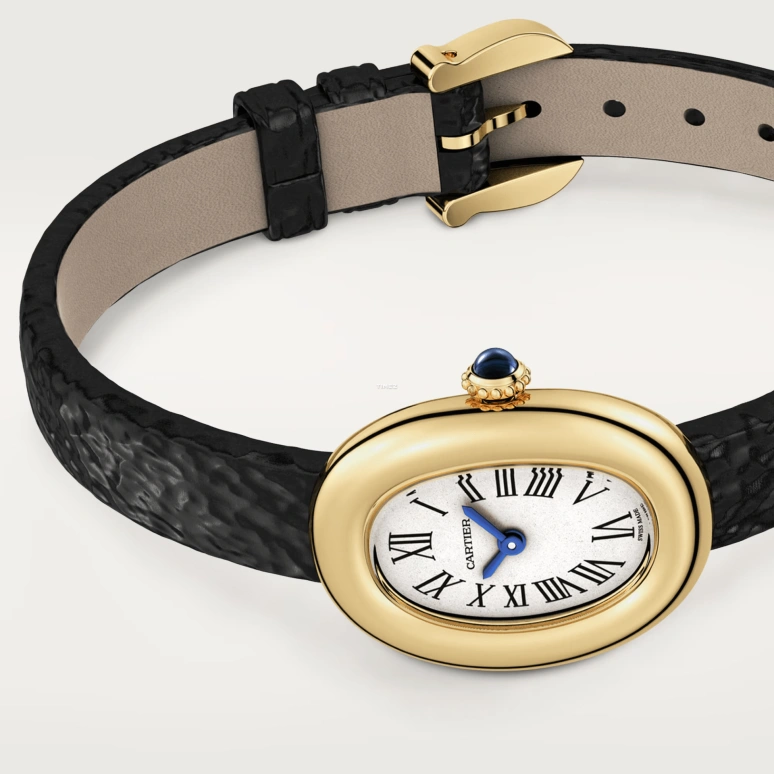 Cartier,Baignoire 24.60x18.70mm,24.60x18.70mm,Yellow Gold,Cream,Quartz,Sapphire,Crystal Glass,Oval,WGBA0041
