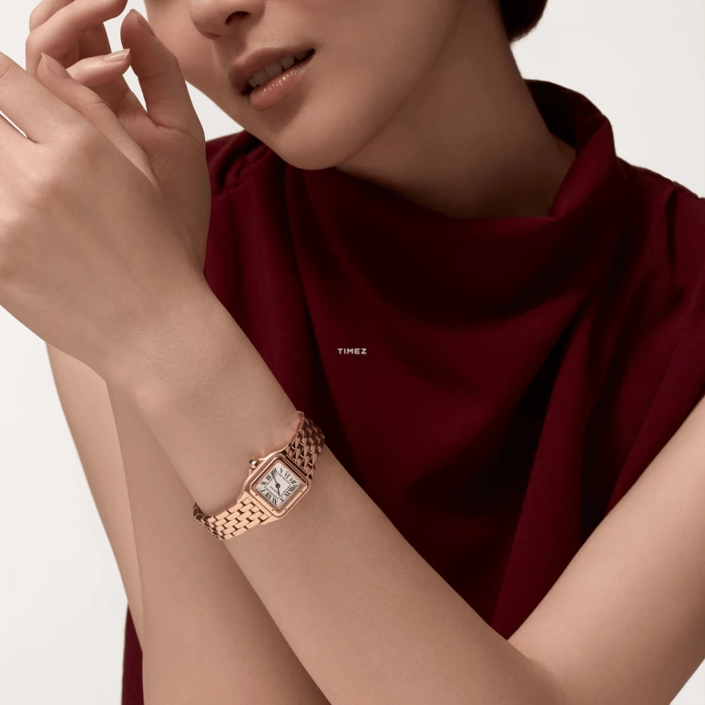 Cartier,Panthère de Cartier 23x30mm,23x30mm,Rose Gold,Silver,Quartz,Sapphire,Crystal Glass,Square,WGPN0060