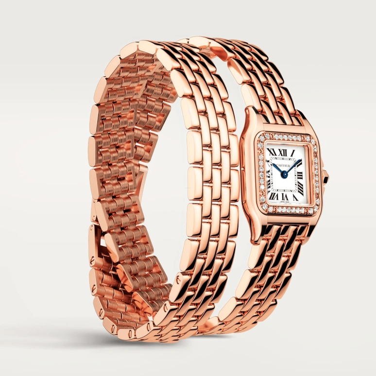 Cartier,Panthère de Cartier 22x30mm,22x30mm,Rose Gold,Silver,Quartz,Sapphire,Crystal Glass,Square,WJPN0014