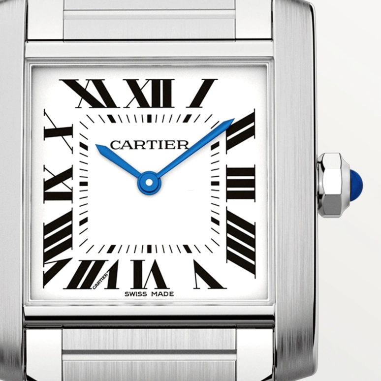 Cartier,Tank 30x25mm,30x25mm,Stainless Steel,Silver,Quartz,In-house Caliber,Sapphire,Crystal Glass,WSTA0005