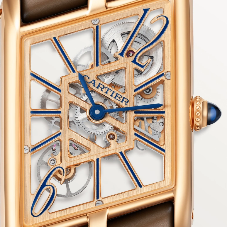 Cartier,Tank 47.20x26.20mm,47.20x26.20mm,Rose Gold,Skeleton,Handwound,Glass,Rectangular,WHTA0028