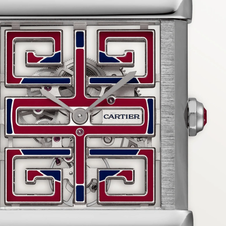 Cartier,Tank 39.50x29.20mm,39.50x29.20mm,Platinum,Red,Blue,Skeleton,Handwound,38hours,In-house Caliber,WHTA0030