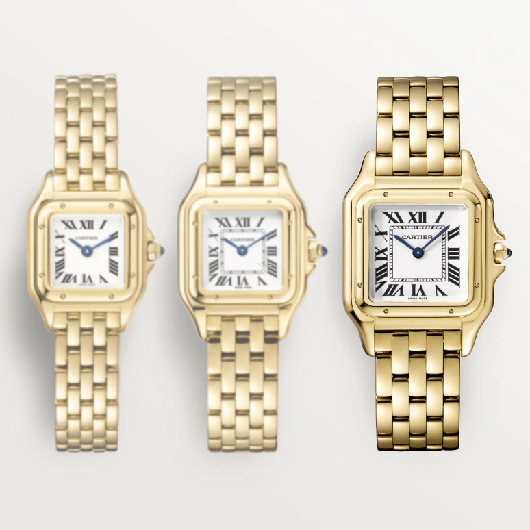 Cartier,Panthère de Cartier 29x37mm,29x37mm,Yellow Gold,Silver,Quartz,Sapphire,Crystal Glass,Square,WGPN0045