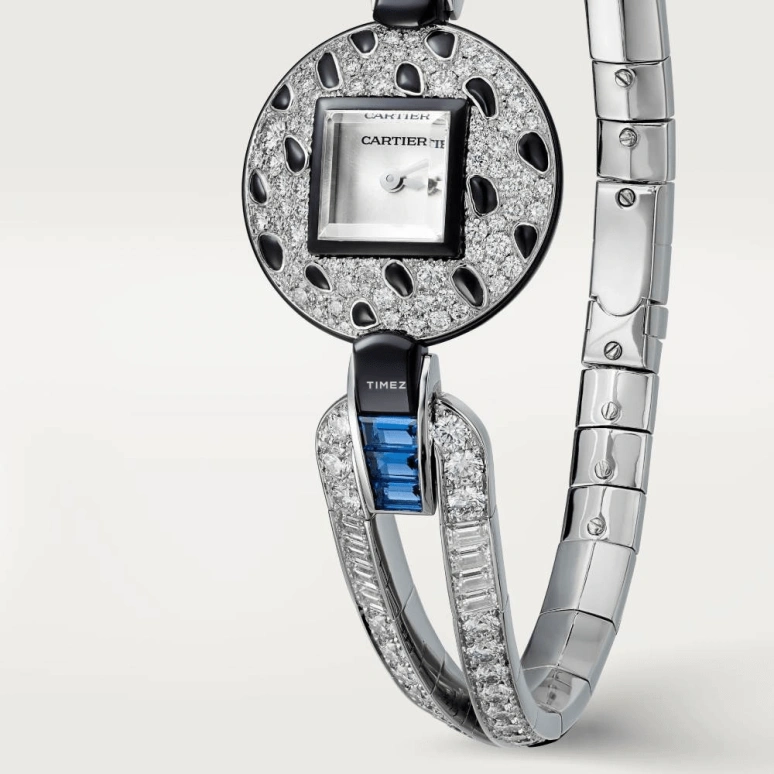 Cartier,Panthère Jewelry Watches 21.66mm,21.66mm,White Gold,White,Quartz,Sapphire,Crystal Glass,Round,HPI01554