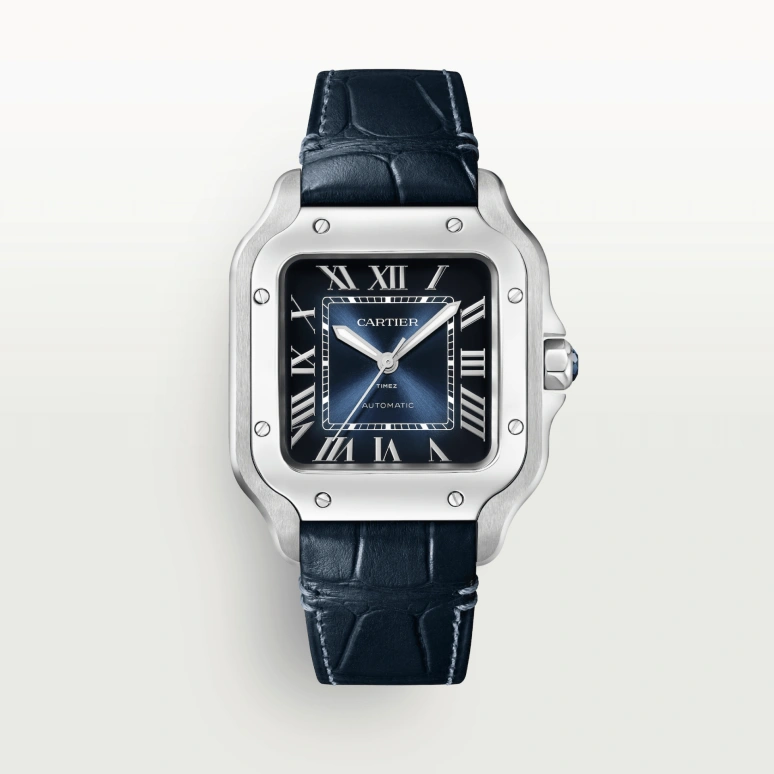 Cartier,Santos de Cartier 35.10mm,35.10mm,Stainless Steel,Gradient,Blue,Automatic,42hours,In-house Caliber,WSSA0063
