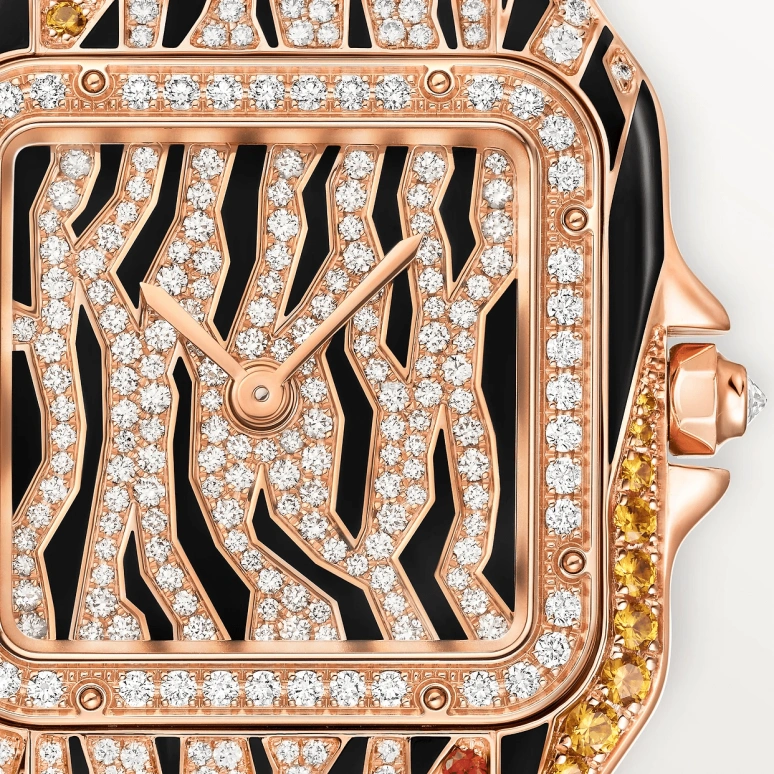 Cartier,Panthère de Cartier 36.50x26.70mm,36.50x26.70mm,Rose Gold,Dual,Rose Gold,Black,Quartz,Sapphire,Crystal Glass,Square,HPI01698