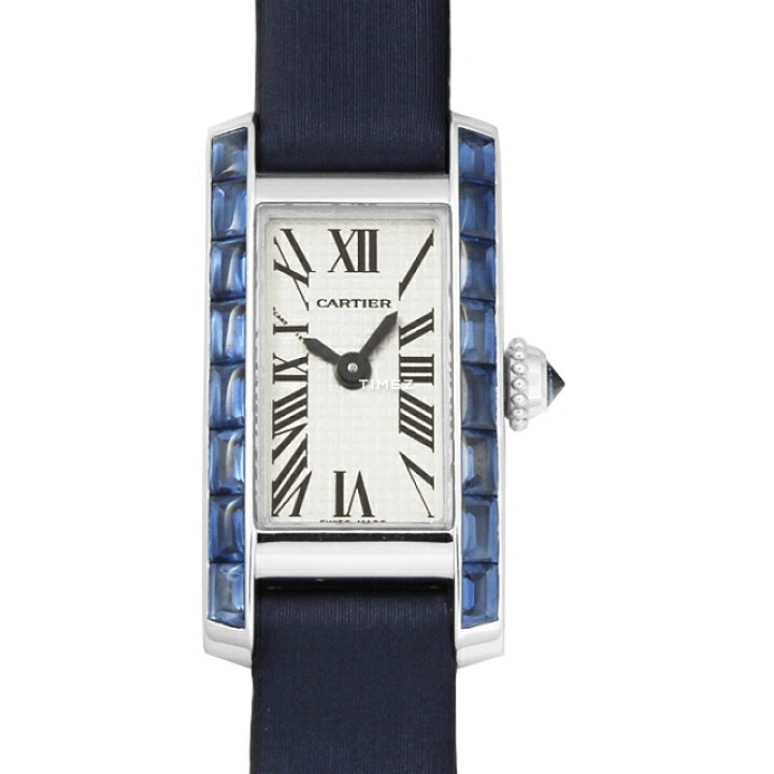 Cartier,Tank 20x14mm,20x14mm,White Gold,Silver,Quartz,Sapphire,Crystal Glass,Square,WJ201238