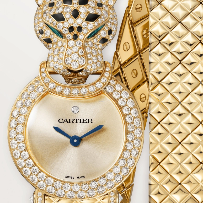 Cartier,Panthère Jewelry Watches 23.60mm,23.60mm,Yellow Gold,Gold,Quartz,Sapphire,Crystal Glass,Other,HPI01511