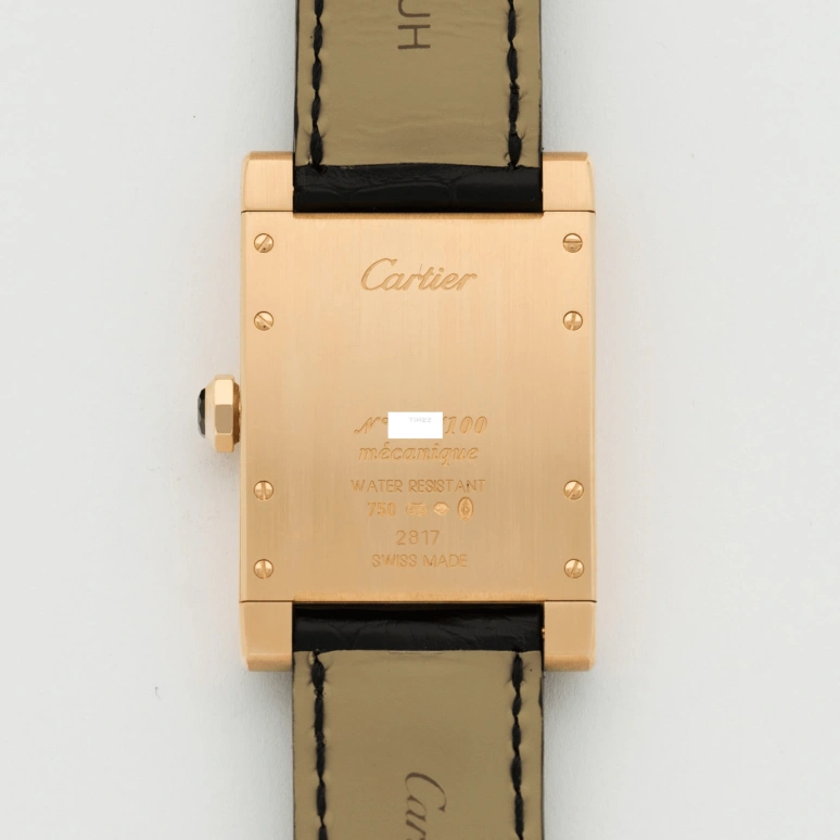 Cartier,Tank à Guichet 24.50x35.50mm,24.50x35.50mm,Yellow Gold,White,Handwound,Jumping Minutes,Jumping Hours,2817