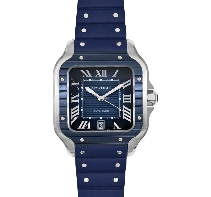 Cartier,Santos de Cartier 39.80mm,39.80mm,Stainless Steel,Blue,Automatic,Day,42hours,Stephen Curry,Threezus,WSSA0048