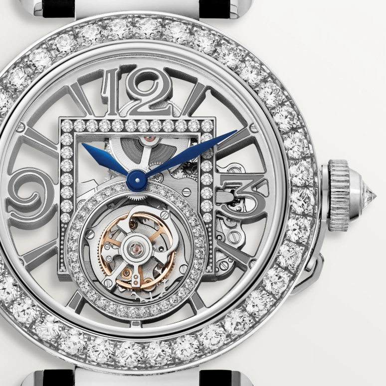 Cartier,Pasha de Cartier 41mm,41mm,White Gold,Silver,Handwound,Tourbillon,50hours,HPI01435