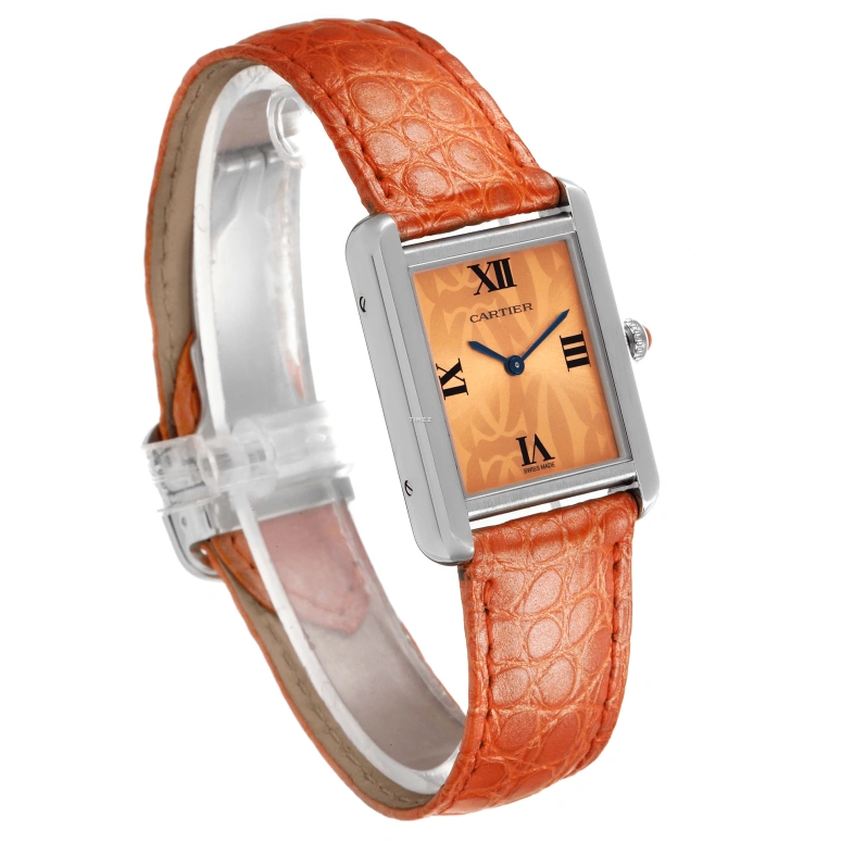 Cartier,Tank 31x24.40mm,31x24.40mm,Stainless Steel,Orange,Quartz,Sapphire,Crystal Glass,Square,W1019455