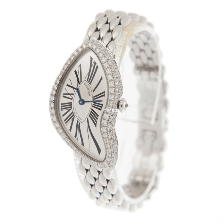 Cartier,Crash de Cartier 38.45x25.50mm,38.45x25.50mm,White Gold,Silver,Handwound,In-house Caliber,Hardlex,Timothée Chalamet,Timmy,WL420051