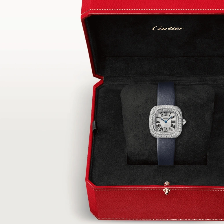 Cartier,Coussin de Cartier 27.10x27.70mm,27.10x27.70mm,White Gold,Silver,Quartz,Sapphire,Crystal Glass,Square,WJCS0002