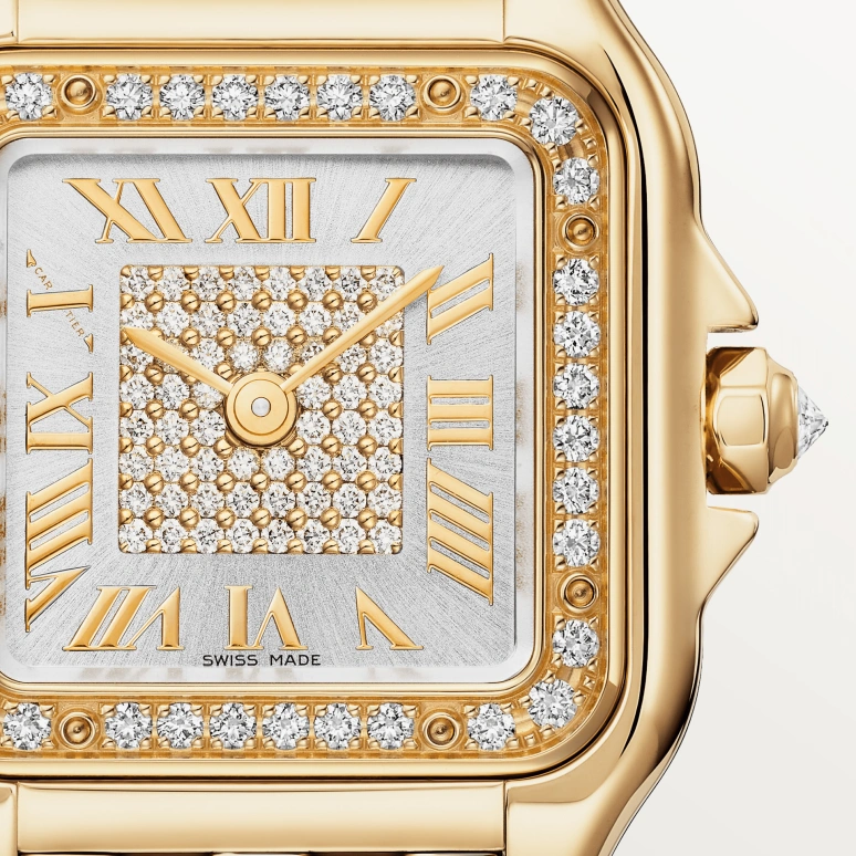 Cartier,Panthère de Cartier 30.30x22mm,30.30x22mm,Yellow Gold,Silver,Quartz,Glass,Square,WJPN0094