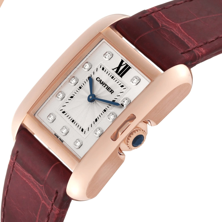 Cartier,Tank 34.70x26.20mm,34.70x26.20mm,Rose Gold,Silver,Quartz,Sapphire,Crystal Glass,Square,WJTA0009