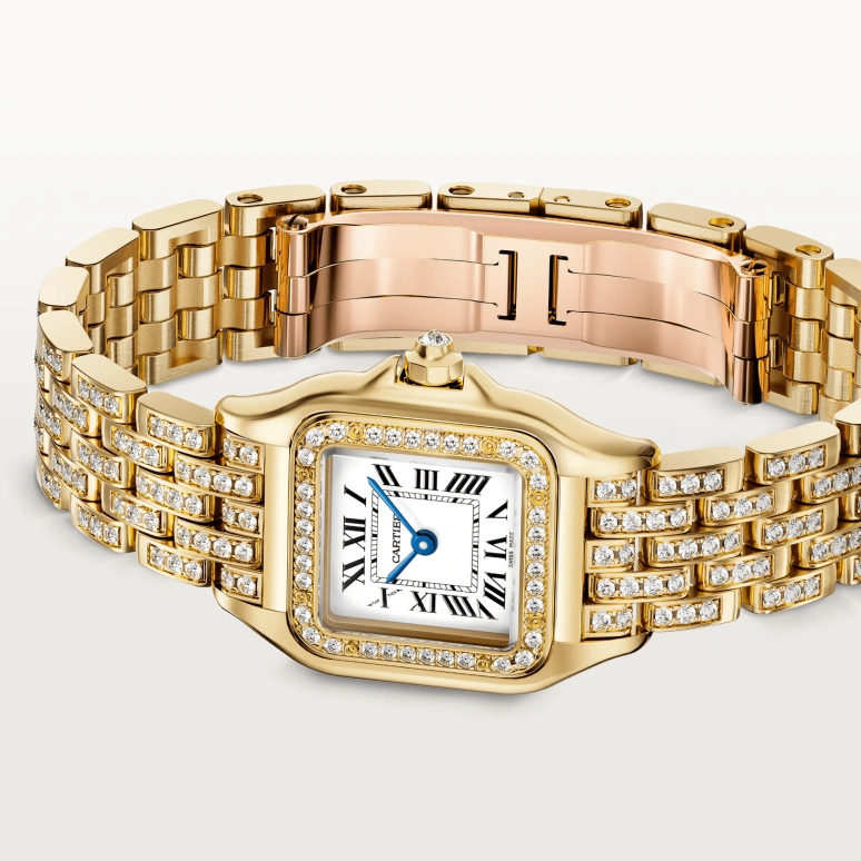 Cartier,Panthère de Cartier 30.30x22mm,30.30x22mm,Yellow Gold,Silver,Quartz,Glass,Square,WJPN0059