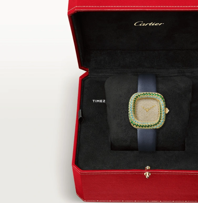 Cartier,Coussin de Cartier 30.40x31.10mm,30.40x31.10mm,Yellow Gold,Gold,Quartz,Square,Green,Gold,WJCS0009