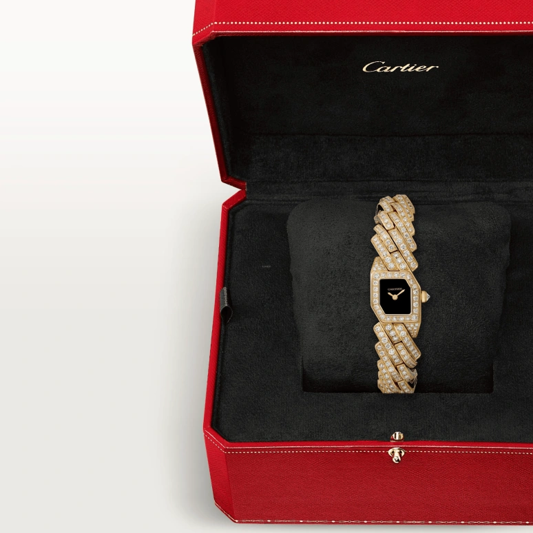 Cartier,Maillon de Cartier 31x17mm,31x17mm,Yellow Gold,Black,Quartz,Sapphire,Crystal Glass,Other,WJBJ0006