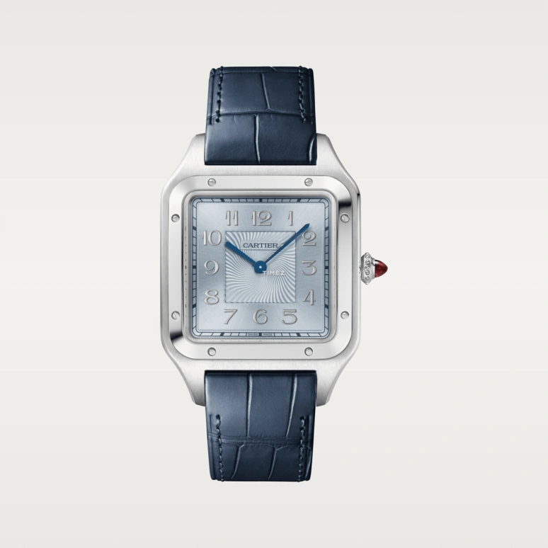 Cartier,Santos de Cartier 46.60x33.90mm,46.60x33.90mm,Platinum,Blue,Handwound,36hours,In-house Caliber,WGSA0050
