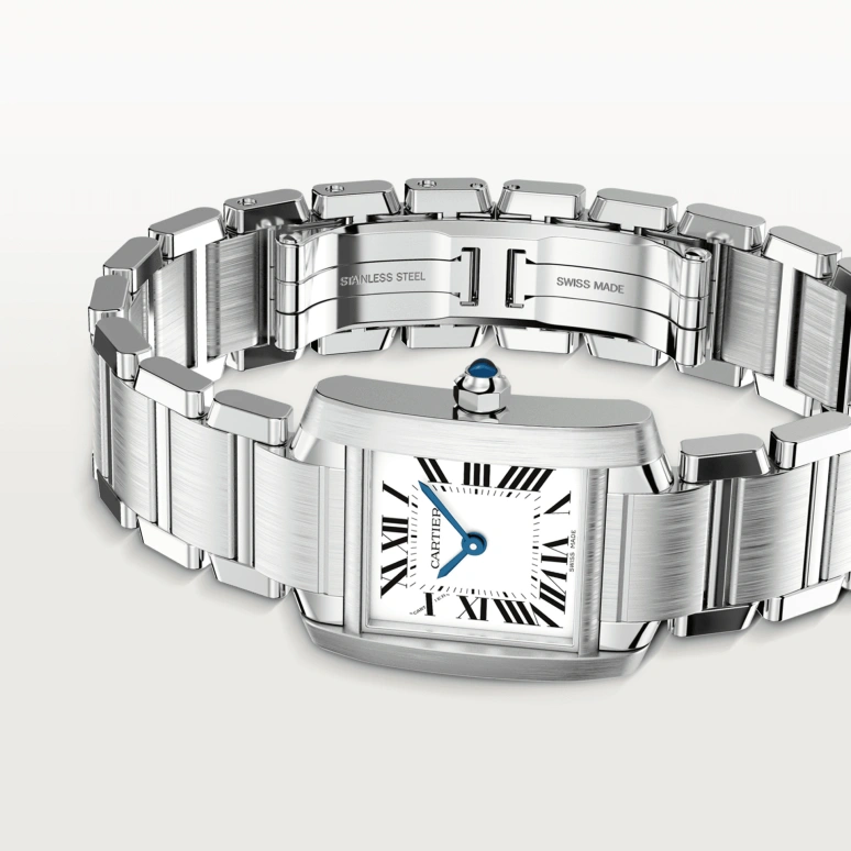 Cartier,Tank 25x20mm,25x20mm,Stainless Steel,Silver,Quartz,In-house Caliber,Sapphire,Crystal Glass,W51008Q3