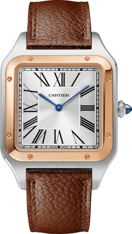 Cartier,Santos de Cartier 46.60x33.90mm,46.60x33.90mm,Stainless Steel,Rose Gold,Silver,Handwound,36hours,In-house Caliber,W2SA0021
