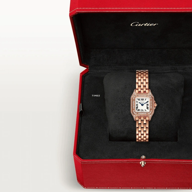 Cartier,Panthère de Cartier 25x20mm,25x20mm,Rose Gold,Silver,Quartz,Sapphire,Square,WJPN0068
