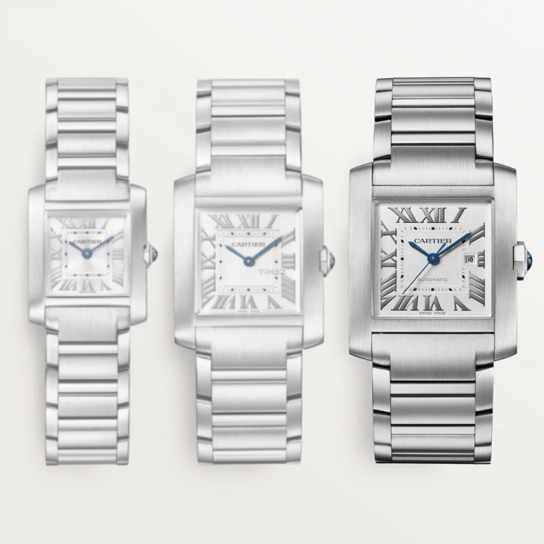 Cartier,Tank 36.70x30.50mm,36.70x30.50mm,Stainless Steel,Silver White,Automatic,Day,Sapphire,Crystal Glass,WSTA0067