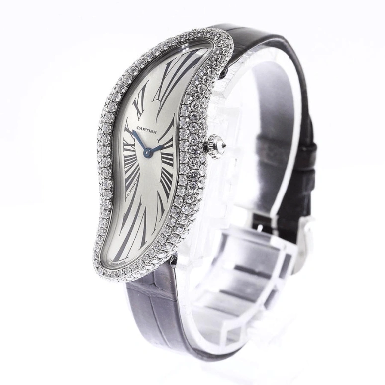 Cartier,Baignoire 47.25x22.90mm,47.25x22.90mm,White Gold,Silver,Handwound,In-house Caliber,Sapphire,Crystal Glass,WJ306004