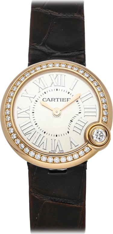 Cartier,Ballon Blanc de Cartier 30mm,30mm,Rose Gold,Silver,Quartz,Sapphire,Crystal Glass,Round,WJBL0005