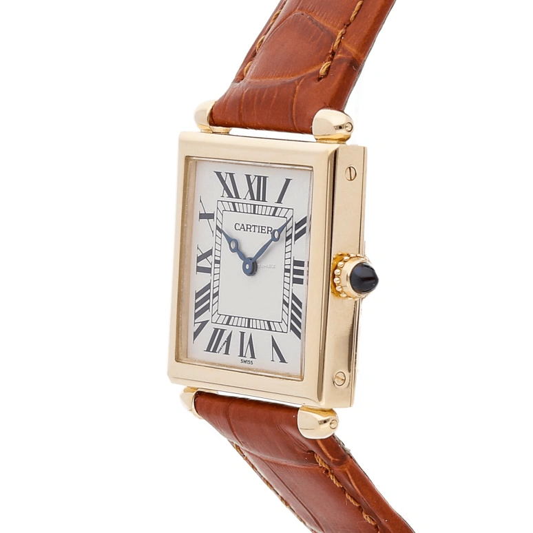 Cartier,Tank 25mm,25mm,Yellow Gold,Silver,Quartz,Sapphire,Crystal Glass,Square,W1512256