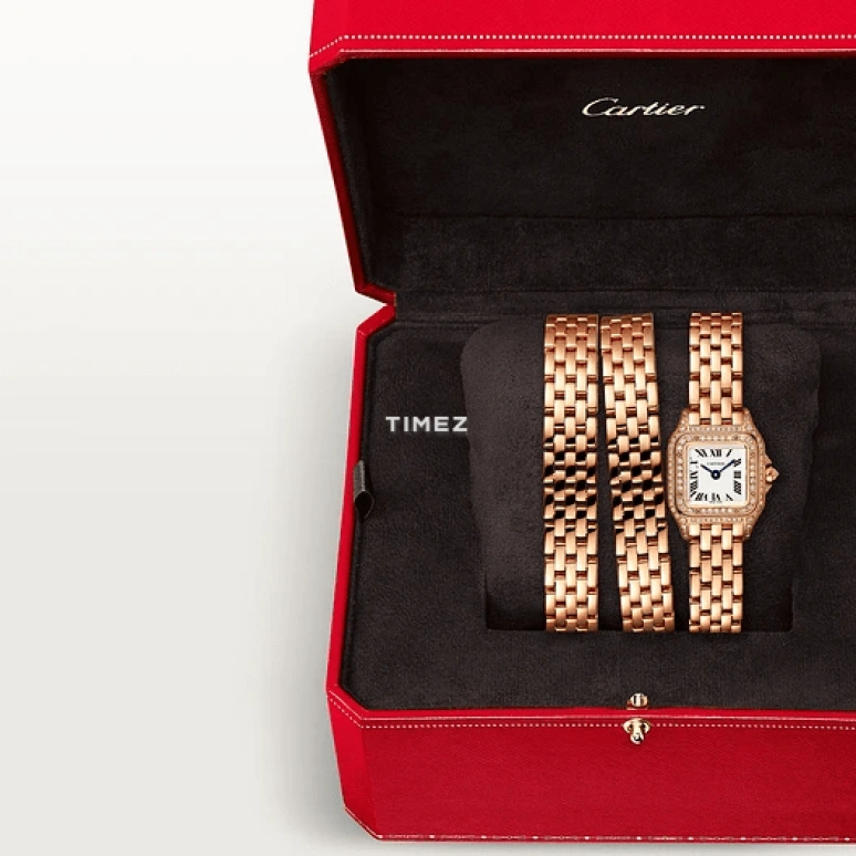 Cartier,Panthère de Cartier 20x25mm,20x25mm,Rose Gold,Silver,Quartz,Sapphire,Crystal Glass,Square,WJPN0013