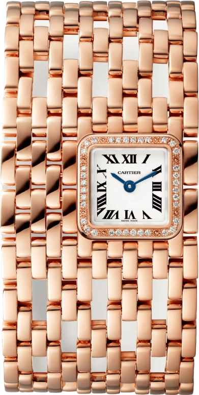 Cartier,Panthère de Cartier 22x19mm,22x19mm,Rose Gold,Silver,Quartz,Sapphire,Crystal Glass,Square,WJPN0022