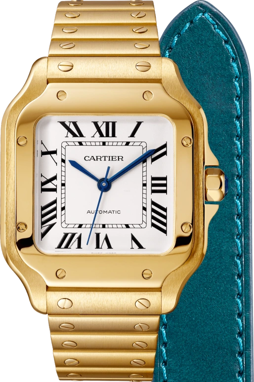Cartier,Santos de Cartier 35.10mm,35.10mm,Yellow Gold,Silver,Automatic,42hours,In-house Caliber,WGSA0030