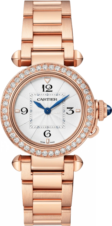 Cartier,Pasha de Cartier 30mm,30mm,Rose Gold,White,Quartz,Sapphire,Crystal Glass,Round,WJPA0039