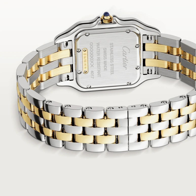 Cartier,Panthère de Cartier 29x37mm,29x37mm,Stainless Steel,Yellow Gold,Silver,Quartz,Sapphire,Crystal Glass,Square,W2PN0007