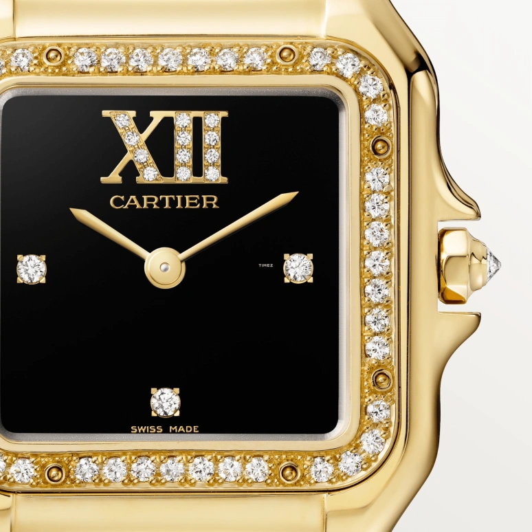 Cartier,Panthère de Cartier 36.50x26.70mm,36.50x26.70mm,Yellow Gold,Black,Quartz,Sapphire,Crystal Glass,Square,WJPN0044