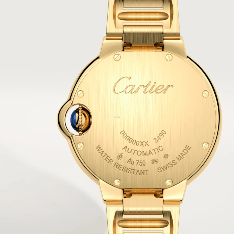 Cartier,Ballon Bleu de Cartier 33mm,33mm,Yellow Gold,Silver,Automatic,Sapphire,Crystal Glass,Round,WJBB0069