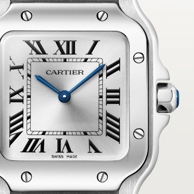 Cartier,Santos de Cartier 27x34.50mm,27x34.50mm,Stainless Steel,Silver,Quartz,Sapphire,Crystal Glass,Square,WSSA0082