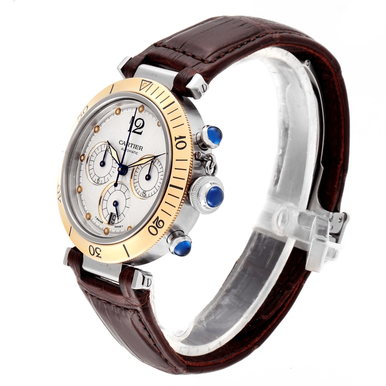 Cartier,Pasha de Cartier 38mm,38mm,Stainless Steel,Silver,Automatic,Chronograph,Day,W3014051