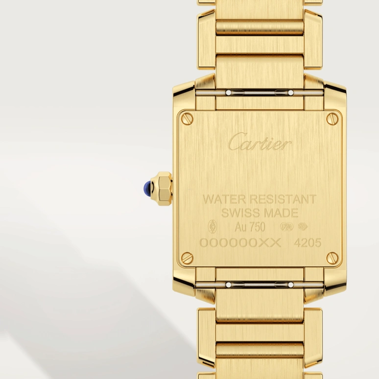 Cartier,Tank 25x20mm,25x20mm,Yellow Gold,Silver,Quartz,Sapphire,Crystal Glass,Square,WGTA0031