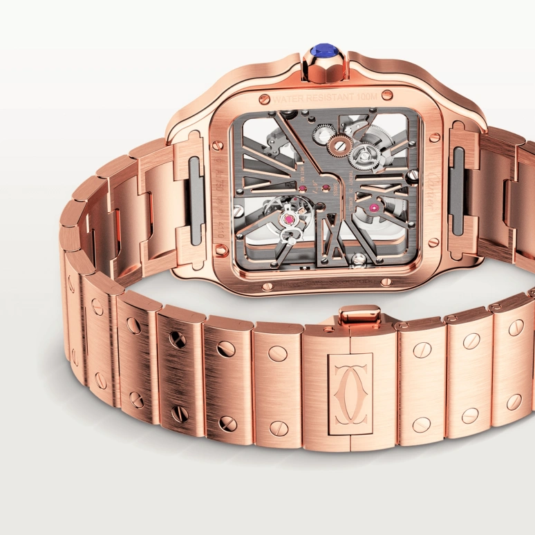 Cartier,Santos de Cartier 39.70mm,39.70mm,Rose Gold,Silver,Handwound,72hours,In-house Caliber,WHSA0016