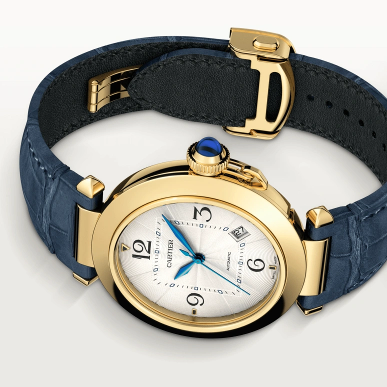 Cartier,Pasha de Cartier 41mm,41mm,Yellow Gold,Silver,Automatic,Day,42hours,WGPA0007