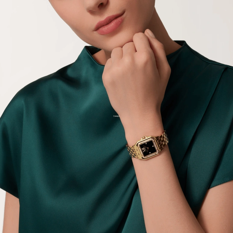 Cartier,Panthère de Cartier 36.50x26.70mm,36.50x26.70mm,Yellow Gold,Black,Quartz,Sapphire,Crystal Glass,Square,WJPN0074