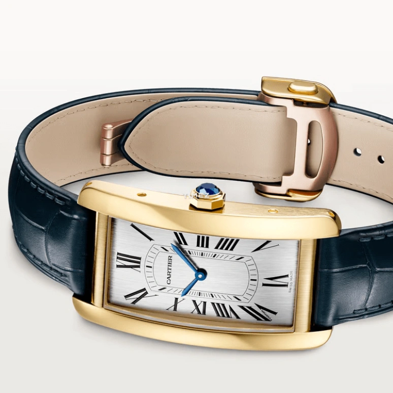 Cartier,Tank 44.40x24.40mm,44.40x24.40mm,Yellow Gold,Silver,Automatic,Sapphire,Crystal Glass,Square,WGTA0300