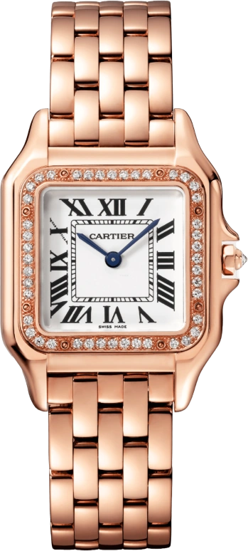 Cartier,Panthère de Cartier 26.70x36.50mm,26.70x36.50mm,Rose Gold,Silver,Quartz,Sapphire,Crystal Glass,Square,WJPN0009