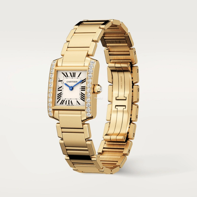 Cartier,Tank 25x24mm,25x24mm,Yellow Gold,Silver,Quartz,Sapphire,Crystal Glass,Square,WJTA0024