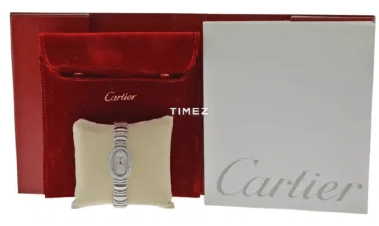 Cartier,Baignoire 17mm,17mm,White Gold,White,Quartz,Oval,Silver,2369DI