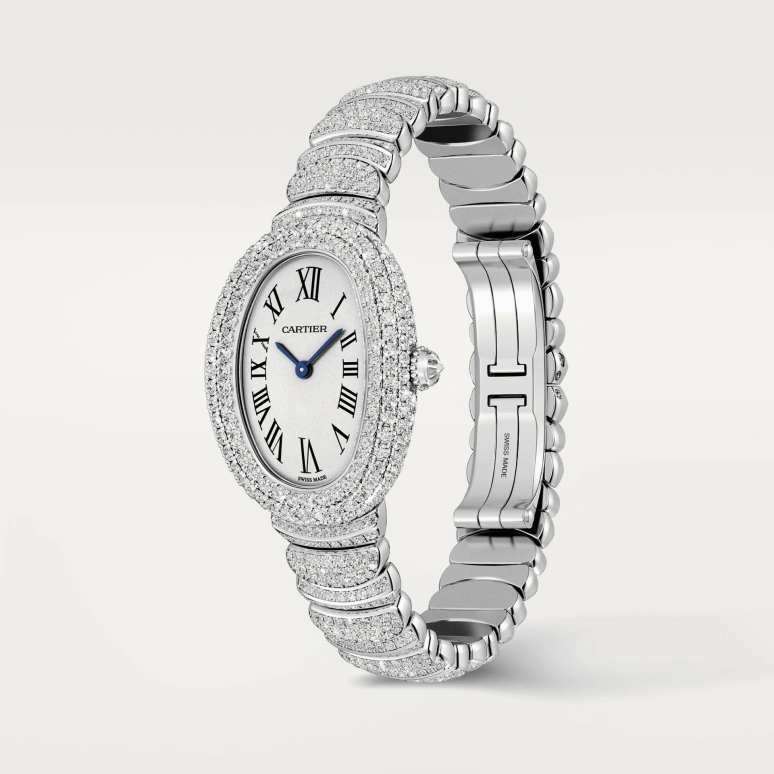 Cartier,Baignoire 31.40x23.10mm,31.40x23.10mm,White Gold,Silver,Quartz,Sapphire,Oval,WJBA0021