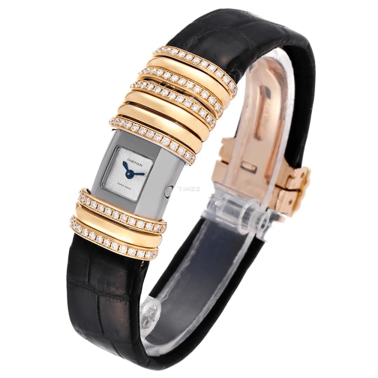 Cartier,Other 39x18mm,39x18mm,Yellow Gold,Titanium,Silver,Quartz,Sapphire,Crystal Glass,Rectangular,WT000150